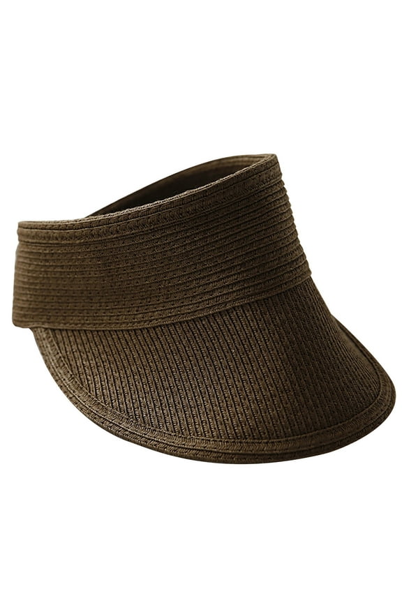 Women Wide Brim Straw Visor Sun Hat UV Protection Packable Beach Hats Summer UPF 50+ Travel Ponytail Cap