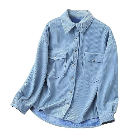 HAiming Women Winter Fleece Jackets Casual Comfort Long Sleeve Lapel Button down Coats Casual Warm Outwear with Pocket