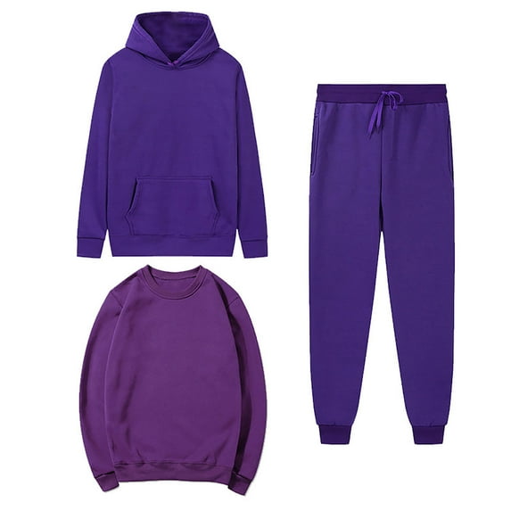 HAiming Women's 3 Piece Sets Solid Color Hoodie Long Sleeve Sweatshirts and Sweatpants Plus Size Casual Loose Outfits
