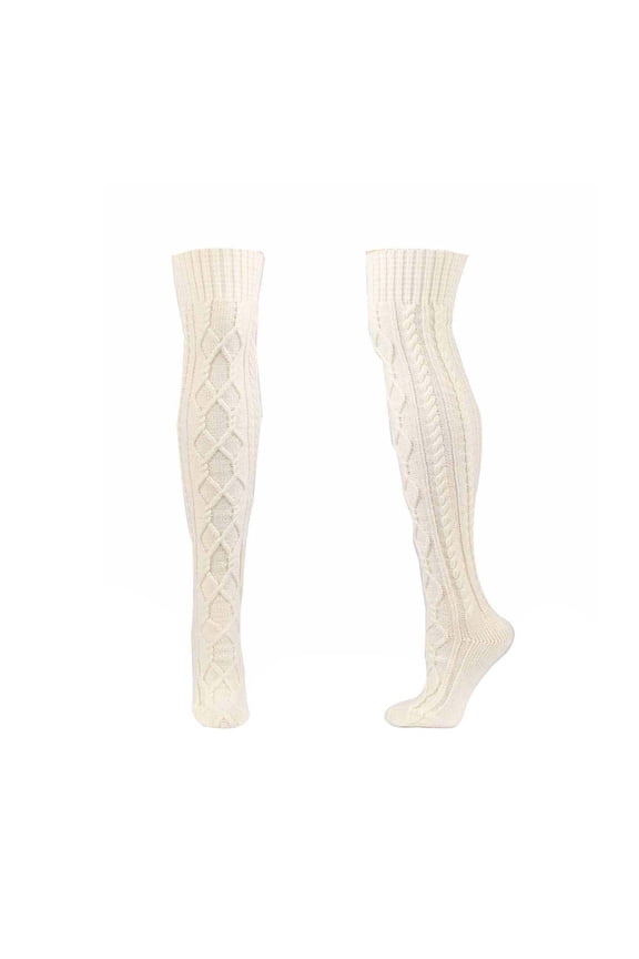 Women's Cable Knit Thigh High Boot Socks Winter Thicken Warm Stockings Casual Soft Cozy over Knee Long Socks