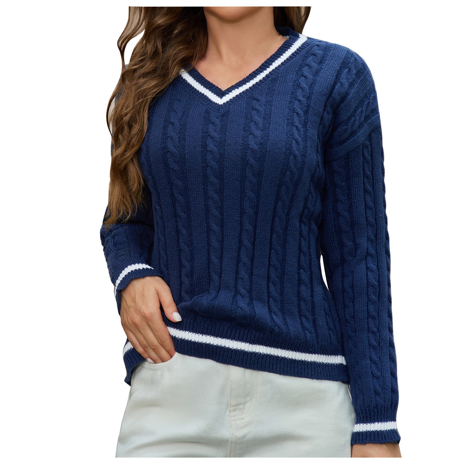 Solid Round Neck Pullover Sweater Autumn And Winter Loose Long Sleeve Tops For Women Clothing