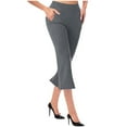 thumbnail image 1 of HAiming Women’s Capris Yoga Pants High Elastic Waist Flare Leggings Casual Workout Dress Pocket Cropped Trousers, 1 of 7