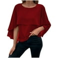 thumbnail image 1 of HAiming Women's Casual Round Neck Chiffon Top Plus Size Fashion Ruffle Short Sleeve Tiered Loose Breathable Blouse, 1 of 9