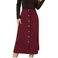 thumbnail image 1 of HAiming Women's Corduroy Midi Long Skirt Casual Button Front High Waist A-Line Mid Length Skirts Trendy Spring, 1 of 6