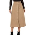 thumbnail image 1 of HAiming Women's Corduroy Midi Long Skirt Casual Button Front High Waist A-Line Mid Length Skirts Trendy Spring, 1 of 6