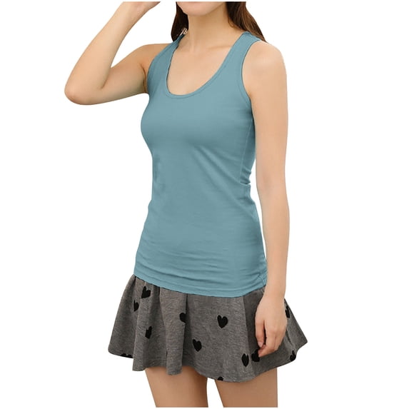 HAiming Women's Cotton Tank Top Plus Size Scoop Neck Ribbed Solid Color Camisole Stretchy Workout Shirts