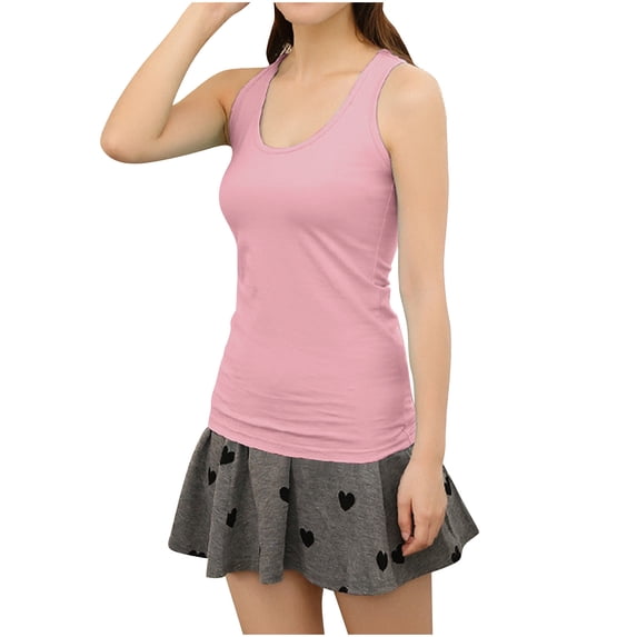 HAiming Women's Cotton Tank Top Plus Size Scoop Neck Ribbed Solid Color Camisole Stretchy Workout Shirts