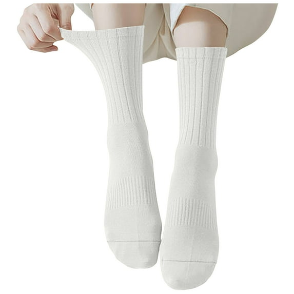 HAiming Women's Crew Socks Solid Color Casual Soft Comfy Boot Stockings Classic Knitted High Calf Tube Socks