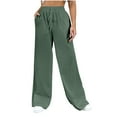 thumbnail image 1 of HAiming Women's Drawstring Sweatpants Casual Elastic High Waisted Wide Leg Pants Loose Atheletic Trousers with Pocket, 1 of 5