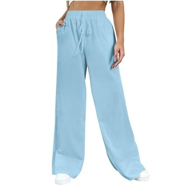 HAiming Women's Drawstring Sweatpants Casual Elastic High Waisted Wide Leg Pants Loose Atheletic Trousers with Pocket