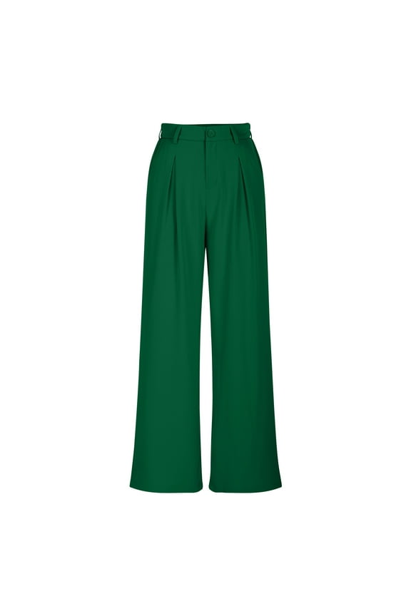 Women's Elastic High Waisted Wide Leg Pants Loose Pleated Front Business Casual Work Office Lounge Trousers