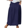 thumbnail image 1 of HAiming Women's Elastic Waist Pleated Skirt 2025 Plus Size Summer Casual Loose Mid Length Skirt Dress with Pocket, 1 of 5