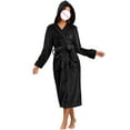 thumbnail image 1 of HAiming Women's Fleece Hooded Bathrobe Plush Long Spa Robe Sleepwear Winter Warm Plush Nightgown Home Wear with Belted, 1 of 5