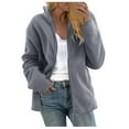 thumbnail image 1 of HAiming Women's Fleece Jacket Winter Outdoor Thickened Long Sleeve Stand Collar Coats Plus Size Casual Warm Outerwear, 1 of 4