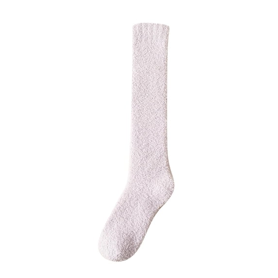 HAiming Women's Fleece Thigh High Socks Comfy Thermal Solid Color Casual Warm Leg Socks Winter Outdoors Sleepwear Socks