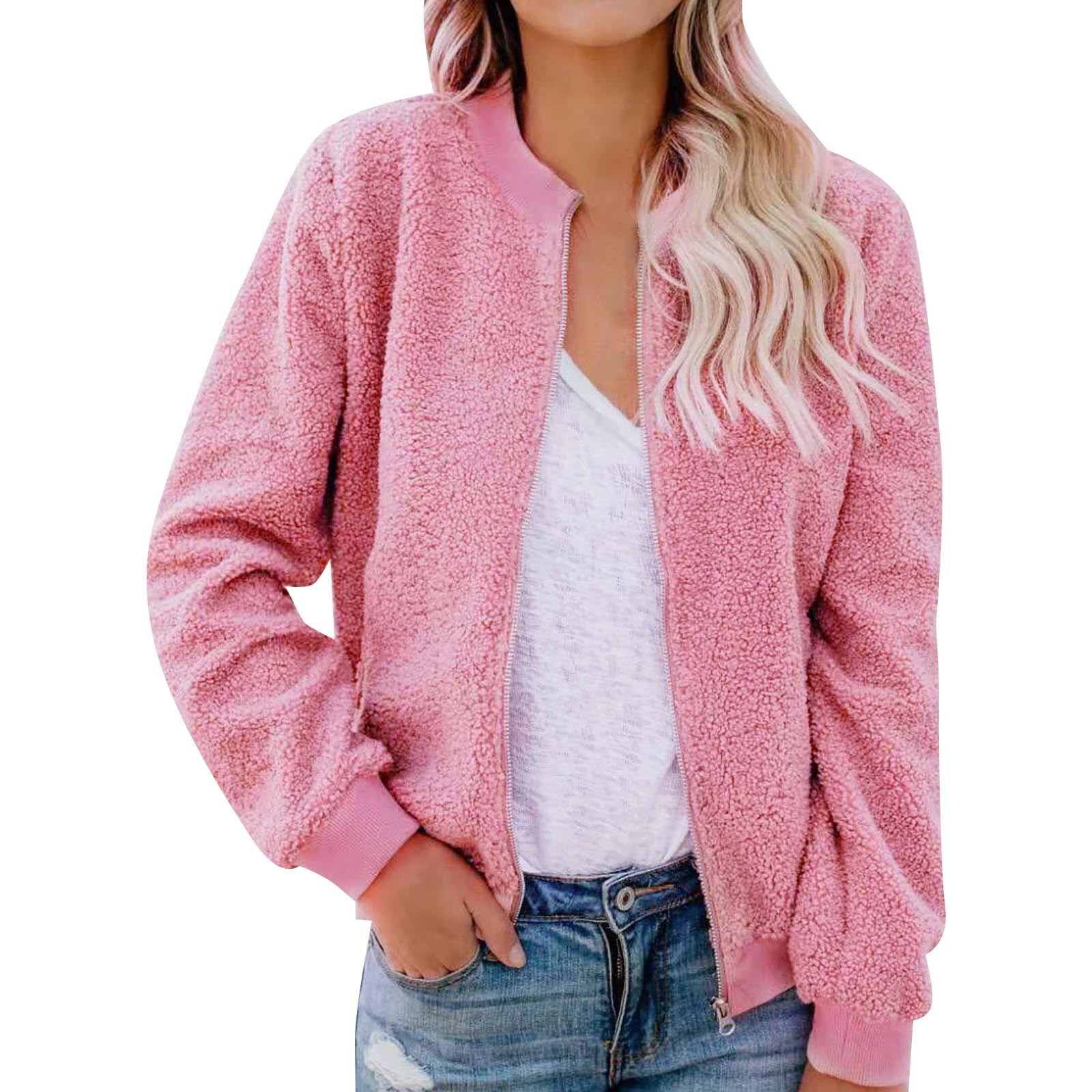 Fuzzy Zip Up Long Sleeve Jacket