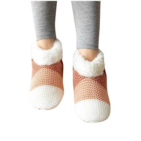 HAiming Women's Fuzzy Slipper Socks Thicken Warm Fleece Lined Knitted Socks Winter Casual Indoor Non-slip Floor Socks