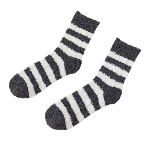 HAiming Womens Fuzzy Socks Winter Plush Thicken Warm Sleep Socks Soft Cozy Trendy Striped Fleece Slipper Home Socks