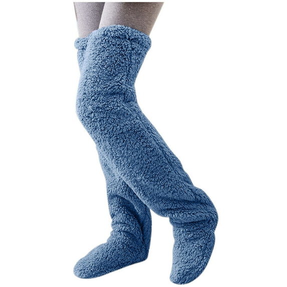 HAiming Women's Fuzzy Thigh High Socks Winter Slipper over Knee High Plush Indoor Long Leg Warmers Home Sleeping