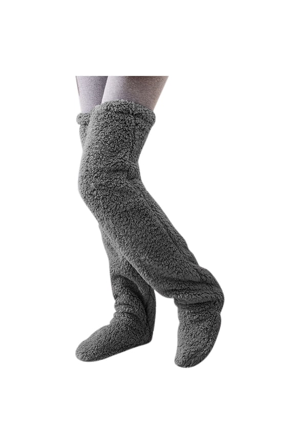 Women's Fuzzy Thigh High Socks Winter Slipper over Knee High Plush Indoor Long Leg Warmers Home Sleeping
