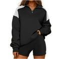 thumbnail image 1 of HAiming Women's Half Zip Hoodies Trendy Color Block Long Sleeve Sweatshirts Fall Winter Casual Oversized Pullover Tops, 1 of 9