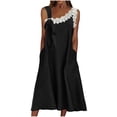 thumbnail image 1 of HAiming Women's Linen Maxi Dresses off Shoulder Lounge Sleeveless Solid Color Classic Flowy Comfy Sundress Summer Vacation Dress, 1 of 7