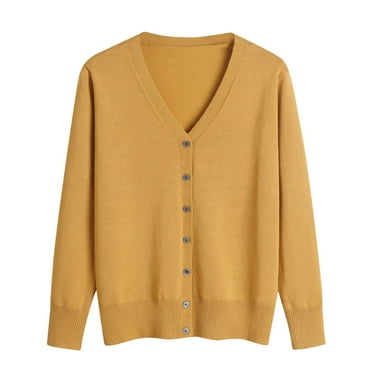 HAiming Women's Long Sleeve Knit Cardigan V-Neck Button down Sweaters Coat Fall Winter Plus Size Casual Loose Outwear