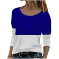 thumbnail image 1 of HAiming Women's Long Sleeve Tops Color Block Round Neck Pullover Tunic Shirts Plus Size Loose Casual Basic Blouse, 1 of 5