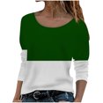thumbnail image 1 of HAiming Women's Long Sleeve Tops Color Block Round Neck Pullover Tunic Shirts Plus Size Loose Casual Basic Blouse, 1 of 5