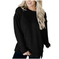 thumbnail image 1 of HAiming Women's Long Sleeved Sweatshirts Trendy Solid Color Round Neck Pullover Tops Plus Size Loose Casual Blouses, 1 of 7