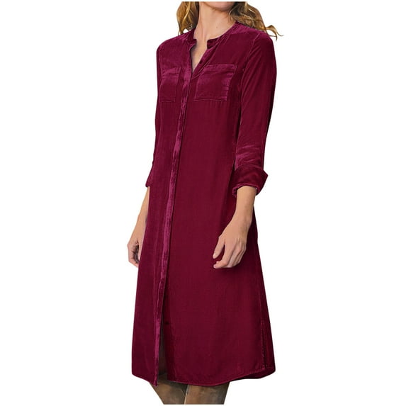 HAiming Women's Long Velvet Cardigan Jacket Trendy Solid Long Sleeve Button down Long Casual Outwear Coat with Belt