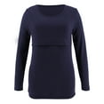 thumbnail image 1 of HAiming Women's Maternity Nursing Tops Comfy Long Sleeve Breastfeeding T-Shirt Solid Color Trendy Clothes, 1 of 5