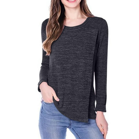 HAiming Women's Maternity Nursing Tops Long Sleeve Breastfeeding Shirts Double Layer Pregnancy Tee Shirt