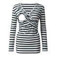 thumbnail image 1 of HAiming Women's Maternity Nursing Tops Striped Long Sleeve V Neck Breastfeeding T-Shirt Solid Color Trendy Clothes, 1 of 9