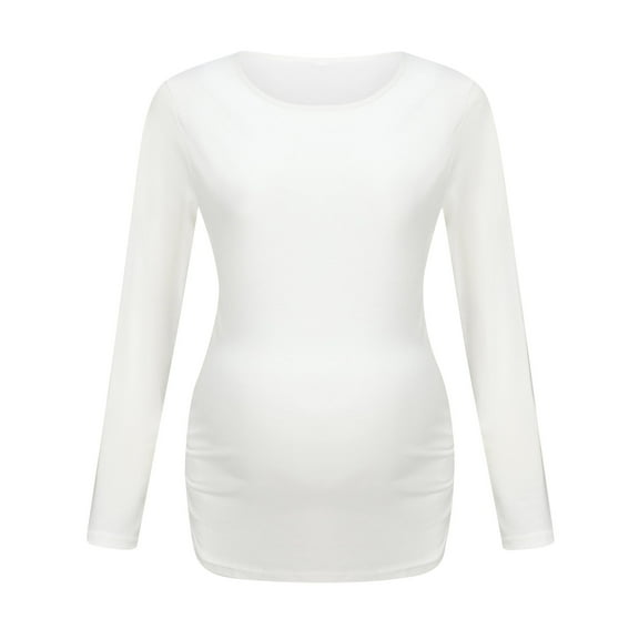 HAiming Women's Maternity Tops Long Sleeve V Neck Pregnancy T-Shirt Solid Color Casual Trendy Clothes