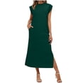 thumbnail image 1 of HAiming Women's Maxi Dresses Scoop Neck Solid Color Sleeveless Elegant Sundress Summer Vacation Dressy Casual Dress with Side Slit, 1 of 7