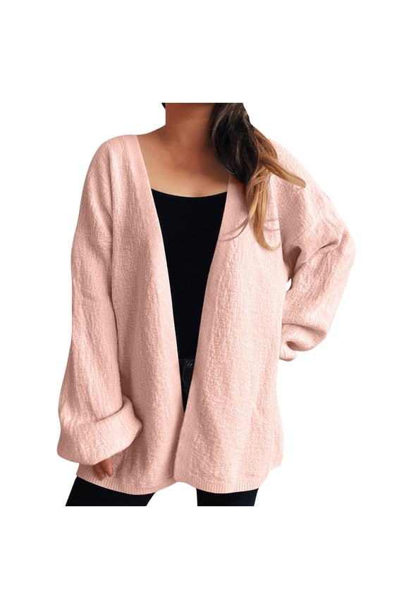 Women's Open Front Cardigan Oversized Casual Lightweight Long Sleeve Loose Solid Color Outwear Tops
