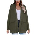 thumbnail image 1 of HAiming Women's Open Front Cardigan Sweater Solid Long Sleeve Knitted Jackets Casual Soft Loose Outerwear with Pocket, 1 of 6