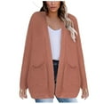 thumbnail image 1 of HAiming Women's Open Front Cardigan Sweater Solid Long Sleeve Knitted Jackets Casual Soft Loose Outerwear with Pocket, 1 of 6