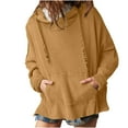 thumbnail image 1 of HAiming Women's Oversized Hoodies 2025 Casual Loose Solid Color Long Sleeve Drawstring Pullover Sweatshirt with Pocket, 1 of 8