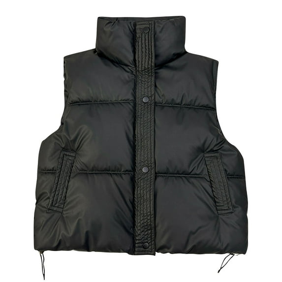 HAiming Women's Padded Vest 2025 Winter Warm Sleeveless Crop Puffer Vest Casual Loose Lightweight High Collar Jacket