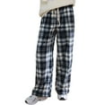 thumbnail image 1 of HAiming Women's Pajama Pants Plaid Drawstring High Waisted Wide Leg Pants Winter Thick Comfy Loungewear with Pocket, 1 of 5