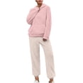 thumbnail image 1 of HAiming Women's Pajamas Set Winter Warm Solid Long Sleeve Hooded and Pants Plus Size Casual Comfy 2 Piece Loungewear, 1 of 1