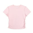 thumbnail image 1 of HAiming Women's Cotton Shirt Crew Neck Short Sleeve Solid Color Casual Summer Basic Tee Going out Tops, 1 of 2