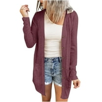 HAiming Women's Plus Size Cardigan 2025 Fall Lightweight Open Front Tops Casual Long Sleeve Button Outwear with Pocket