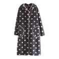 thumbnail image 1 of HAiming Women's Polka Dots Fleece Pajamas Fuzzy Loose Button down Cardigan Warm Winter Bathrobe with Pockets, 1 of 3
