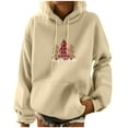 thumbnail image 1 of HAiming Women's Pullover Sweatshirts Christmas Printed Drawstring Long Sleeve Casual Loose Hoodie Tops with Pocket, 1 of 5