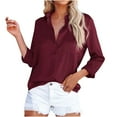 thumbnail image 1 of HAiming Women's Satin Silk Shirts Solid Color Lapel Long Sleeve Button down Tunic Tops Casual Loose Office Work Blouse, 1 of 8