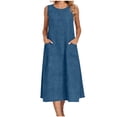 thumbnail image 1 of HAiming Women's Scoop Neck Maxi Dresses Elegant Sleeveless Solid Color Loose Dressy Casual Sundress Summer Vacation Party Dresses, 1 of 8
