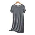 thumbnail image 1 of HAiming Women's Scoop Neck Mini Nightgowns Comfy Leisure Short Sleeve Pajamas Lightweight Classic Solid Color Loose Sleepwear, 1 of 5